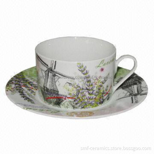 220cc Porcelain Cup and Saucer Set, Dishwasher and Microwave Safe, Available in Various Designs